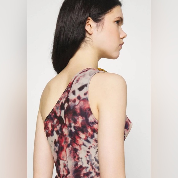 Jaded London Tie Dye Print One Shoulder Ruched Side Mini Dress Size 2 - Picture 6 of 13